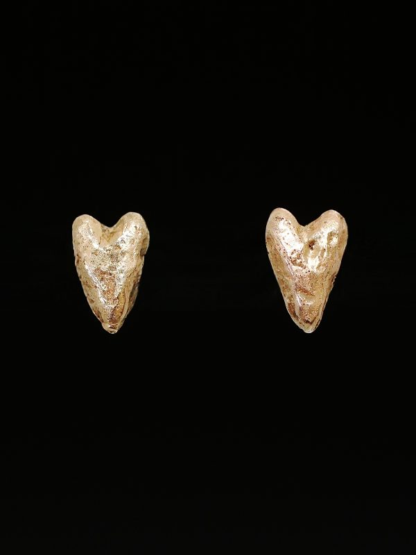 Gold Heart Stud Earrings