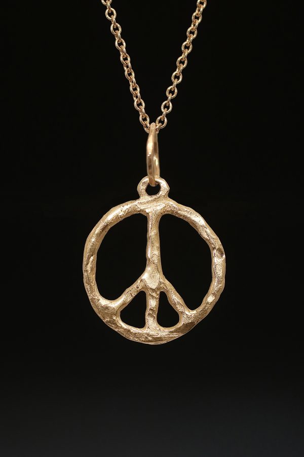 Gold Little Peace Sign Necklace