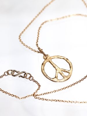 Gold Little Peace Sign Necklace