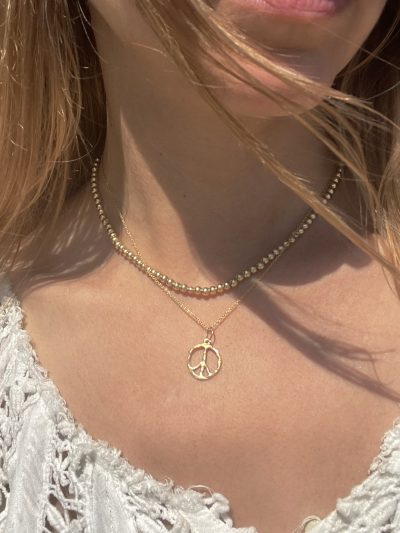 Gold Little Peace Sign Necklace