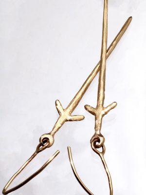 Gold Long Sword Earrings