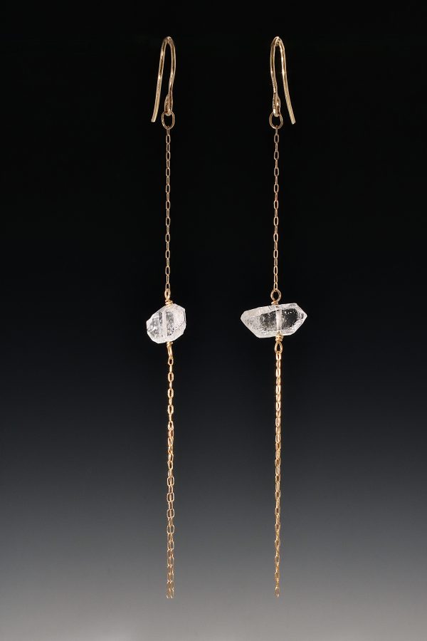 Gold Petroleum Quartz Crystal Tassel Earrings
