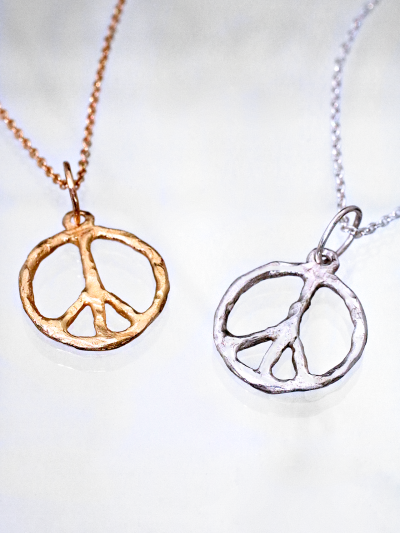 Gold Little Peace Sign Necklace