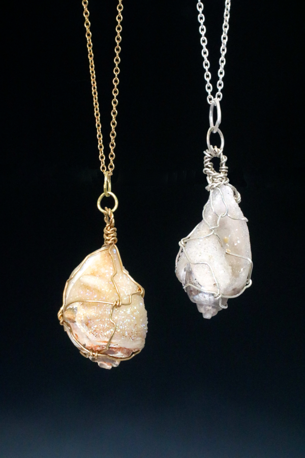 Sea Shell Fossil Wrapped Gold Necklace