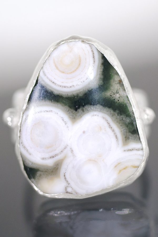 Ocean Jasper Silver Ocean Amulet Ring