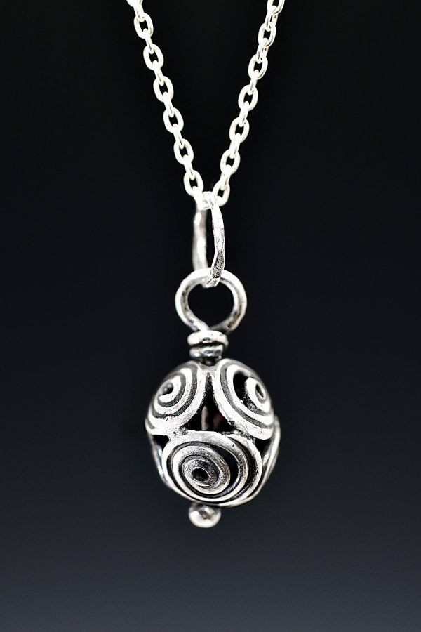 Ancient Silver Spiral Bead Necklace