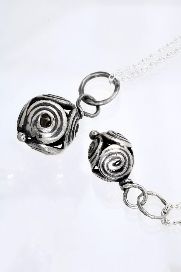 Ancient Silver Spiral Bead Necklace
