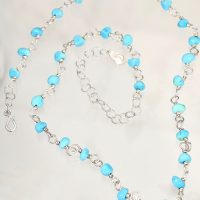 Sleeping Beauty Turquoise Bead Wrapped Silver Necklace