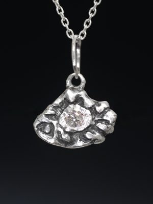 Diamond Silver Evil Eye Charm Necklace