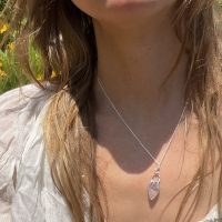 Magic Hematite Quartz Amulet Silver Necklace