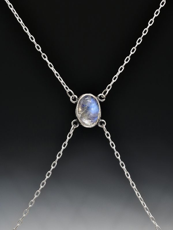 Rainbow Moonstone Silver Body Chain