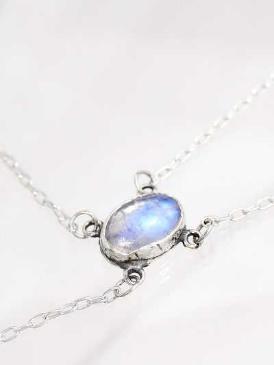 Rainbow Moonstone Silver Body Chain