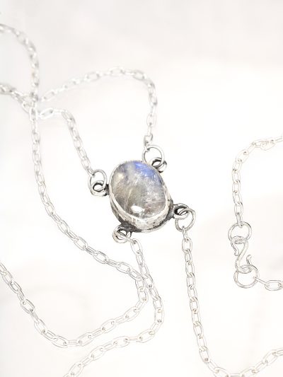 Rainbow Moonstone Silver Body Chain