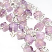 Amethyst Bead Wrapped Silver Necklace