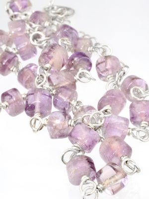 Amethyst Bead Wrapped Silver Necklace