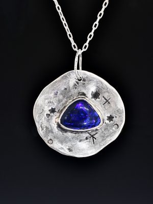 Cosmic Black Opal Silver Necklace