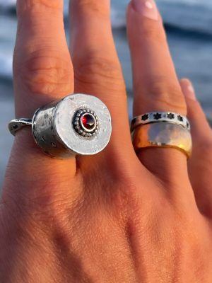 Magic Garnet Silver Prayer Box Ring