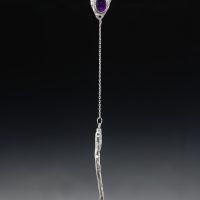 Amethyst Silver Wand Lariat Necklace