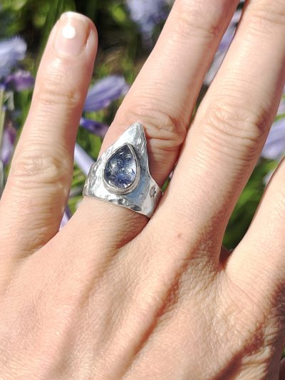 Blue Princess Dumortierite Quartz Silver Ring