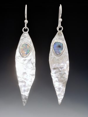 Opal Comet Silver Earrings