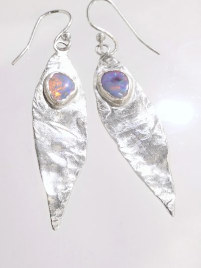 Opal Comet Silver Earrings