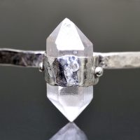 Captured Quartz Crystal Silver Collar Necklace