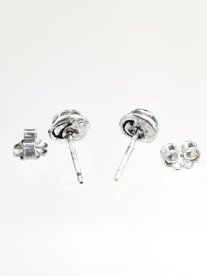 Silver Rose Cut Diamond Stud Earrings