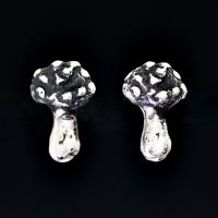 Silver Magic Mushroom Stud Earrings