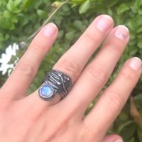 Silver Rainbow Moonstone Practical Magic Ring