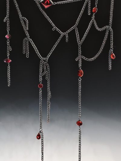 Garnet Silver Siren Web Necklace