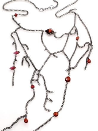 Garnet Silver Siren Web Necklace