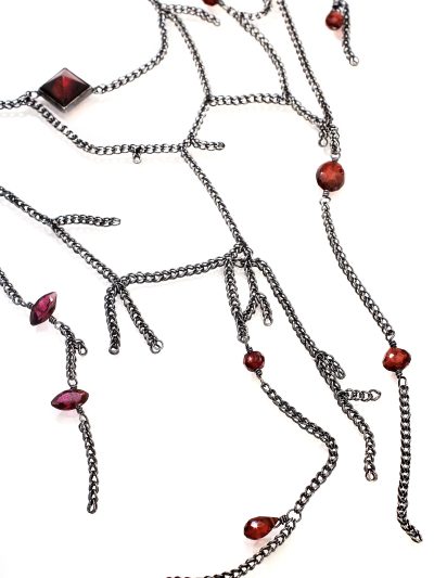 Garnet Silver Siren Web Necklace