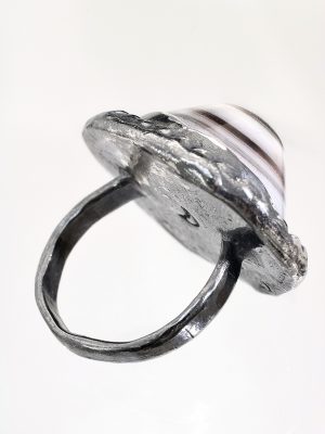 All Seeing Eye Silver Agate Ring