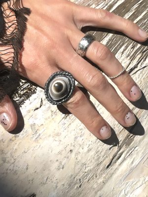 All Seeing Eye Silver Agate Ring