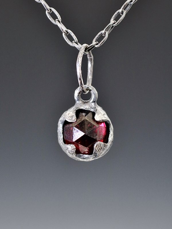 Silver Claw Garnet Necklace