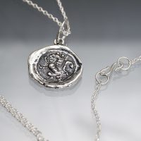 Leo Lion Silver Wax Seal Necklace