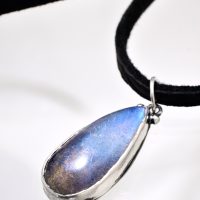 Labradorite Moon Drop Silver Necklace