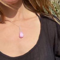 Pink Sapphire Crystal Wrapped Silver Necklace