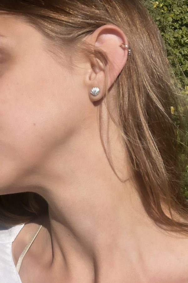 Silver Sea Shell Stud Earrings