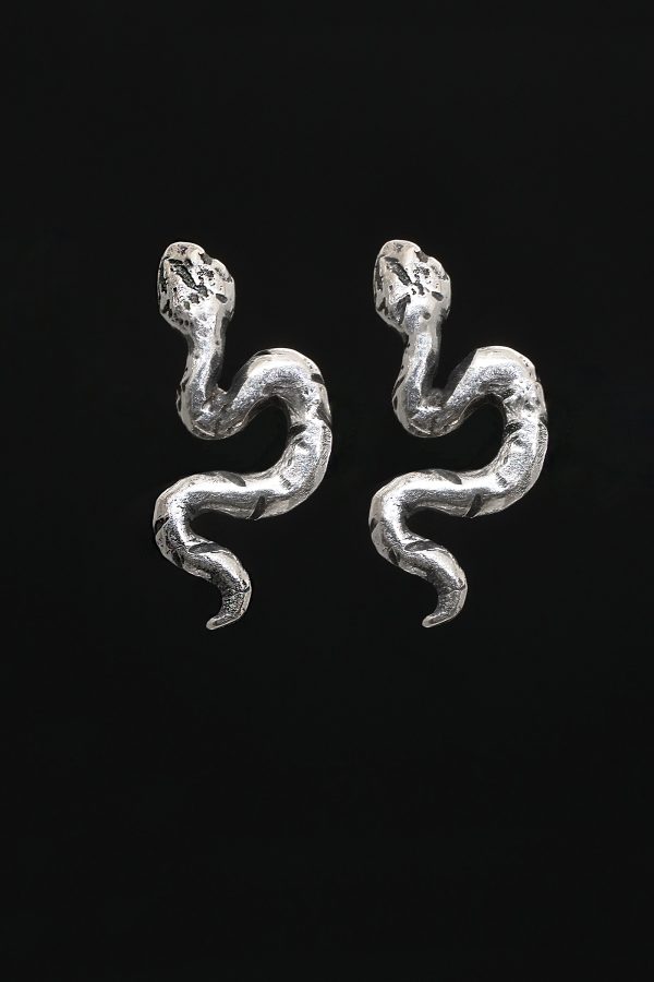 Ancient Silver Snake Stud Earrings