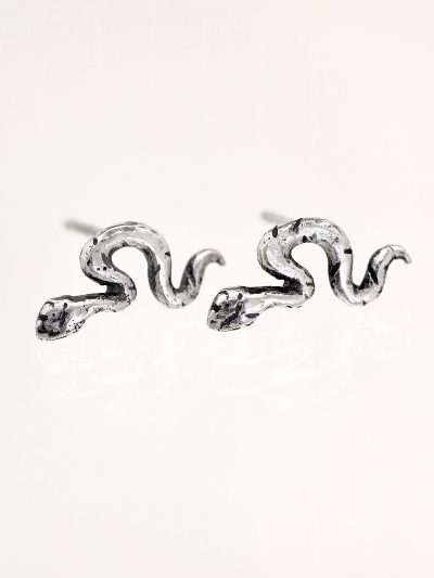 Ancient Silver Snake Stud Earrings