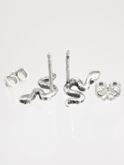 Ancient Silver Snake Stud Earrings