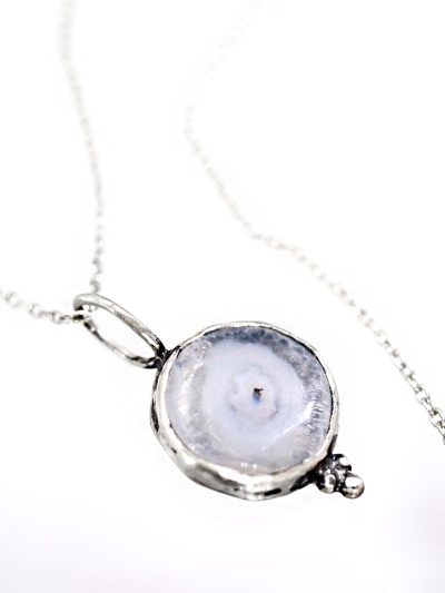 Solar Quartz Silver Amulet Necklace