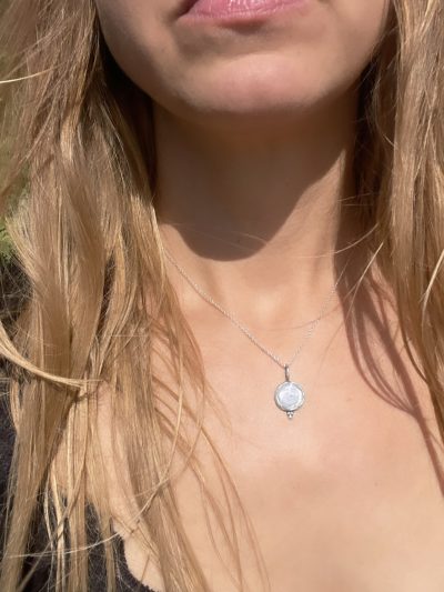 Solar Quartz Silver Amulet Necklace