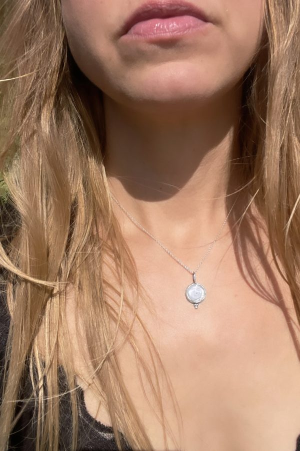 Solar Quartz Silver Amulet Necklace