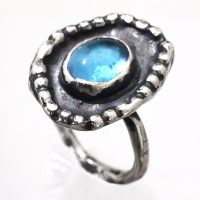 Blue Topaz Ancient Silver Ring