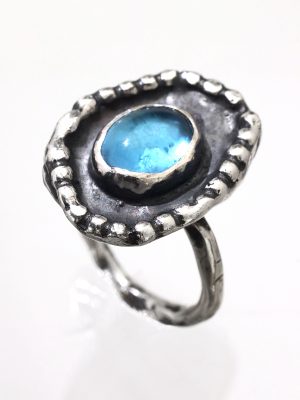 Blue Topaz Ancient Silver Ring