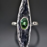 Green Tourmaline Silver Equilibrium Ring
