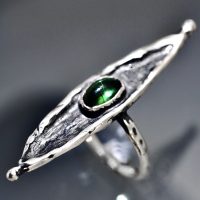Green Tourmaline Silver Equilibrium Ring