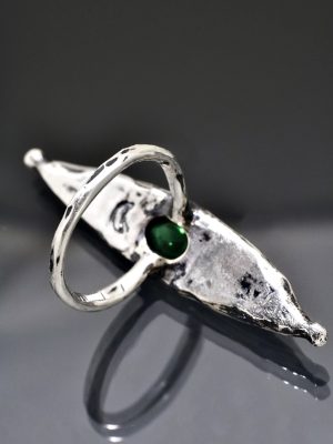 Green Tourmaline Silver Equilibrium Ring